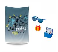 Pla Pla Pla Manta “Yo Me Quedo en Casa” - Diseño Colorido y Acogedor │ Suave y cálida Tipo Franela sofá o Cama │ Incluye Nevera portátil y Gafas de Sol
