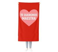Pla Pla Pla Toalla Personalizada para maestras y Profesores | Toalla Regalo Maestros | Toalla de Playa dedicatoria profesoras | Regalo Original (ROJA) 100x150 cm