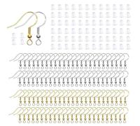 PLABBDPL 200 Pcs Ganci per Orecchini Anallergici Fai da Te, Argento 925 con Schienali di Sicurezza e Anelli di Salto, Trasparenti