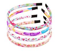 PLABBDPL Diadema de flores para niña pequeña, 4 piezas, 1 cm, diadema floral de algodón, diademas de poliéster multicolor, accesorios para el cabello, bebé para fiesta, cumpleaños, boda