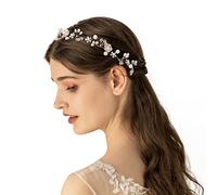 PLABBDPL Diadema Novia Boda, Tocados de Pelo Novia Diadema Cristal con Perlas Bridal Hair Vine Joyas para el Cabello, Adornos para el Pelo Tocado Plata Novias Accesorios para Boda Fiesta Velada
