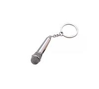 PLABBDPL Llavero personalizado, llavero con colgante de micrófono de 1 pieza, regalo creativo para amantes de la música, accesorio de moda, unisex, plateado