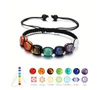 PLABBDPL Pulsera elástica de 7 chakras para mujeres y hombres, cuentas de lava de ojo de tigre, con piedras preciosas naturales reales