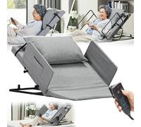 PLABNK Almohada De Cuña Eléctrica, Respaldo De Cama Elevable Ajustable/2-65°, Carga: 80 Kg-100 Kg, Barandilla Extraíble, Reduce La Carga De Los Cuidadores, para Personas Mayores,120×85CM