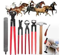 PLABNK Recortadora Alicates Herradura, Portátil/9 Piezas, Cascos Caballo Fácil Corte Ahorro Man Obra + Agarre Madera, Que Reduce Los Golpes Vibraciones, para Herradores Profesio,A