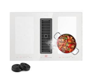Placa 2 en 1 de Klarstein con extractor integrado, placa de inducción con extractor para isla de cocina, placa con extractor integrado, 391 m³/h de caudal de aire, control táctil, clase energética A