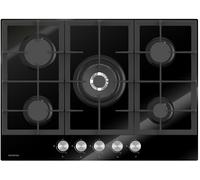 Placa de Gas INFINITON 78GLN52 - Cristal Negro, 5 Fuegos, 70cm., Gas