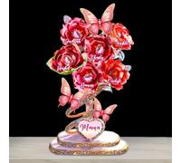 Placa acrílica con diseño de flor con efecto 3D con nombre del niño, placa acrílica personalizada para madre, regalo de jardín para mamá, abuela en cumpleaños del día de la madre (acrílico grueso-07)