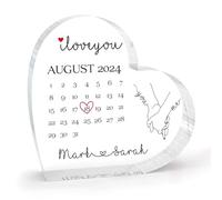 Placa acrílica con forma de corazón de acrílico para regalo de boda, aniversario, compromiso, fecha especial, 1 año juntos