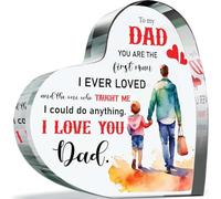 Placa acrílica con forma de corazón para el día del padre, regalo para papá de parte de hijo e hija - Love You - Regalo de recuerdo para papá, 100 mm x 100 mm, regalo de agradecimiento para cumpleaños