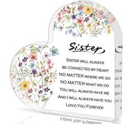 Placa acrílica con forma de corazón para regalo de cumpleaños o Navidad, regalos para mejores amigas para mujeres, 5.91 x 5.91 pulgadas, bonita decoración del hogar de hermana o hermano