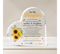 Placa acrílica con forma de corazón, regalo de mamá, decoración de escritorio para hija, eres mi sol, letrero de brillo radiante para madre e hija
