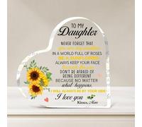Placa acrílica con forma de corazón, regalo de mamá, decoración de escritorio para hija, nunca olvides que eres mi sol, regalo para madre e hija