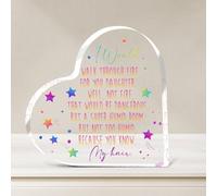 Placa acrílica de corazón para decoración de escritorio con texto en inglés "I Would Walk Through Fire For You", regalos de mamá a hija, regalos de mamá a hija