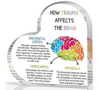 Placa acrílica de salud mental, decoración de escritorio, afirmaciones positivas de cómo el trauma afecta el cerebro, regalos de corazón acrílico para decoración de trabajo social, terapia escolar