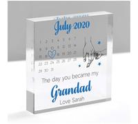 Placa acrílica decorativa con texto en inglés "The Day You Became My Grandad", regalo personalizado para el primer día del padre de parte de nieto y nieta, recuerdo de señalización decorativa