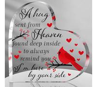 Placa acrílica decorativa decorativa de cardinal rojo para Navidad, regalo de duelo por la pérdida de un ser querido, decoración de condolencias, pérdida de mamá, papá, hijo, marido en el cielo