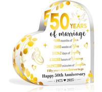 Placa acrílica dorada para el 50 aniversario de boda, regalos para ella, él, pareja, letrero acrílico en forma de corazón, regalos románticos para decoraciones de 50 aniversario de boda