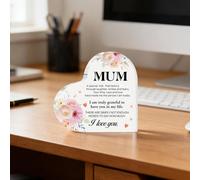 Placa acrílica en forma de corazón para mamá, regalos de hija para rellenar calcetines, Best Mom Ever Present, Thank You MomGift, I Love You Mom, bloque acrílico en forma de corazón para mamás