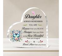 Placa acrílica para hija, regalos de mamá, regalos de mamá a hija, siempre recuerda que eres valiente placa de corazón acrílico