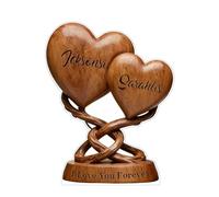 Placa acrílica personalizada con nombre de pareja con doble corazón con texto en inglés "I Love You Forever Our Hearts I Love You Forever From Our First Kiss Till Our Last Breath Couple Silhouette