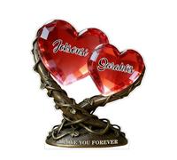 Placa acrílica personalizada con nombre de pareja con doble corazón con texto en inglés "I Love You Forever Our Hearts I Love You Forever From Our First Kiss Till Our Last Breath Couple Silhouette