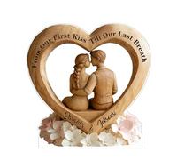Placa acrílica personalizada con nombre de pareja con doble corazón con texto en inglés "I Love You Forever Our Hearts I Love You Forever From Our First Kiss Till Our Last Breath Couple Silhouette