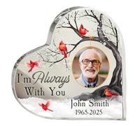Placa acrílica personalizada en forma de corazón, regalos conmemorativos para la familia - I'm Always With You - Placa conmemorativa para la pérdida de papá, mamá - Decoración de mesa, recuerdo de