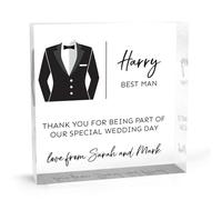 Placa acrílica personalizada para el padrino de boda con texto en inglés "Thank You", regalo de boda Usher, decoración de escritorio