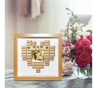 Placa afirmativa personalizada con nombre de niño, caja de sombra para mamá, marco de fotos de madera con forma de corazón para afirmar mamá, eres genial, eres hermosa, decoración del hogar para el