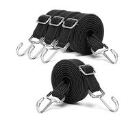 Placa Ajustable Cuerda Elasticacon, 4 Piezas 1M, Goma Extensible Bicicleta, Correas Tensoras Extra Fuertes, con Ganchos Metálicos, para Bicicleta, Moto, Transportín de Coche, Camping (Negro)