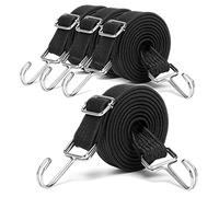 Placa Ajustable Cuerda Elasticacon, 4 Piezas 2M, Goma Extensible Bicicleta, Correas Tensoras Extra Fuertes, con Ganchos Metálicos, para Bicicleta, Moto, Transportín de Coche, Camping (Negro)