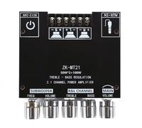 Placa amplificadora de audio, módulo estéreo de 2.1 canales, subwoofer de 100 W, receptor de audio inalámbrico, entrada auxiliar y control de graves, ideal para estudio, tienda y en el hogar