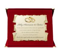 Placa aniversário Boda en Cofre de Terciopelo Rojo para Aniversario de Bodas | para la Pareja Que celebra 25, 50, 60 años de Matrimonio | Boda de Oro, Bodas de Plata