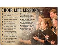 Placa antigua vintage con texto "Coro, lecciones de vida, conocimiento, metalurgia para lograr grandes cosas", bar, cueva de hombre, sala de estar, pared, art déco, regalo divertido, letrero de hojal