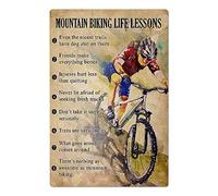 Placa artística con lecciones de vida sobre ciclismo de montaña, decoración de pared, aspecto divertido, regalos para cafetería, hogar, cocina, baño, granja, jardín, bar, carteles, letrero de hojalat