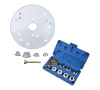 Placa base completa de enrutador y juego de bujes guía de latón de 10 piezas diseñado para centrado de precisión y compatibilidad con varios enrutadores como Porter,