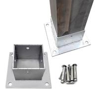 Placa base cuadrada resistente al agua para soporte de postes de valla, juego de 2 piezas, ideal para buzón, columna de porche, color negro (plata, 85 x 85 mm)