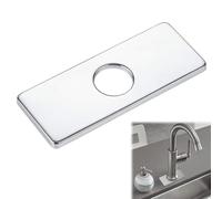 Placa Base de Grifo de Acero Inoxidable,Placa para Grifo de Fregadero de Cocina,Placa de Cubierta de Fregadero de Acero Inoxidable,Placa de Escudo de Grifo de Cocina 3 a 1 Negra (Plata)