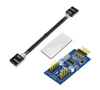 Placa base USB 2.0 de 9 pines, 1 a 2 concentradores de extensión, adaptador divisor convertidores USB 2.0 hembra a cable hembra 2 hembra