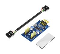 Placa base USB 2.0 de 9 pines, 1 a 2 concentradores de extensión, adaptador divisor USB 2.0 hembra a 2 hembra, divisor USB
