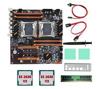 Placa base X99 Dual CPU Dual CPU + 2XE5 2630 V3 CPU+DDR4 4G RECC RAM+SATA Cable+deflector LGA 2011 8XDDR4 ranura soporte 2011-V3 CPU