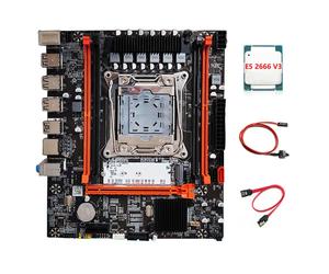 Placa base X99H + CPU E5 2666 V3 + Cable de conmutación + Kit de cable SATA LGA2011-V3