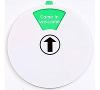Placa blanca de 15 cm con texto en alemán "Come in welcome-Back soon-Out of office-In a meeting-Do not disturb-Please knock. (White)