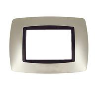 Placa Bombas 3M 3 Plazas Módulos, Compatible con Bticino Living, Para Caja 503 (Titanio)