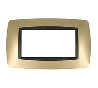 Placa Bombas 4 M 4 plazas módulos compatibles con Bticino Living Internationall para caja 504 (Oro)