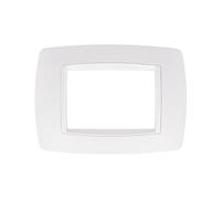 Placa Bombe 3M 3 plazas módulos, compatible con Bticino Living, para caja 503 (blanco completo)
