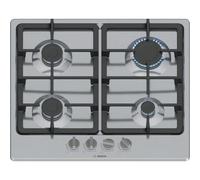 Bosch PGP6B5K90, Serie 4, Placa de gas, 4 fuegos, 60 cm, Acero inoxidable