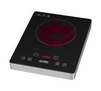 Placa calefactora eléctrica infrarroja individual TZS First Austria, 2000 W | 175 mm | Vitrocerámica | Panel de control táctil | Móvil | Acero inoxidable