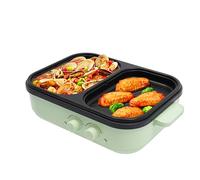 Placa caliente eléctrica 2 en 1 con parrilla y olla para fondue, 2 zonas de temperatura independientes para 1-3 personas, para olla caliente y barbacoa para ollas calientes en hogares, en